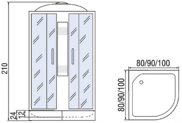 Душевая кабина Мономах 80x80x24 С МЗ 10000005757 без гидромассажа