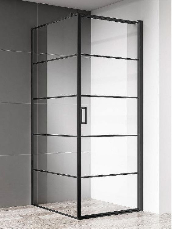 Душевой уголок AQUAme 90x90 R AQM5215-RH-9 профиль Черный матовый стекло прозрачное