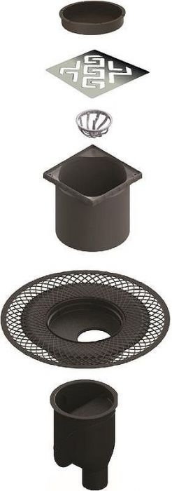 Душевой трап Berges Platz Antik 100x100 091060 с решеткой Хром