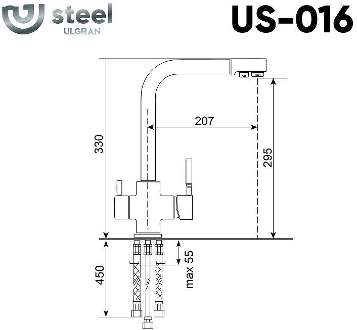 Смеситель для кухни Ulgran Steel US-016-002 цвет Черная брашированная сталь Смеситель для кухни Ulgran Steel US-016-002 цвет Черная брашированная сталь