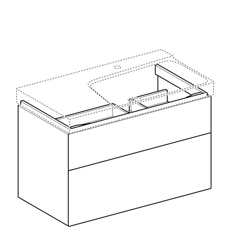 Тумба под раковину Geberit Xeno? 880х530х462 мм, 1 маленький и 1 большой ящики, сифон справа, белый глянец [500.516.01.1]