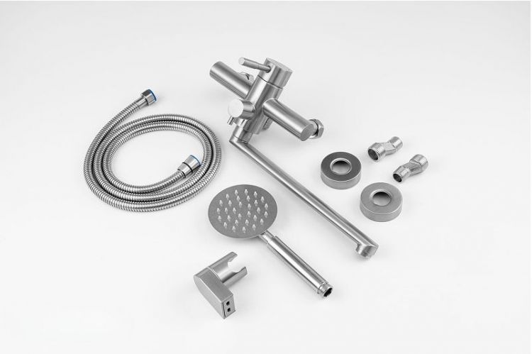 Смеситель для ванны Knotlor Streamline SS-03 универсальный цвет Матовая сталь Смеситель для ванны Knotlor Streamline SS-03 универсальный цвет Матовая сталь