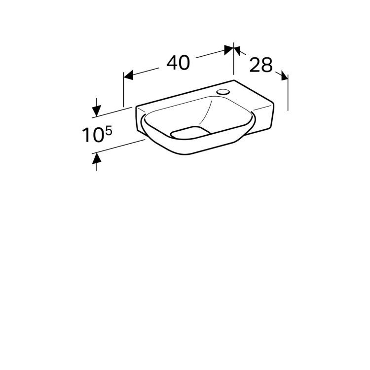 Раковина Geberit myDay с отверстием с правой стороны 40х28 [125540600]