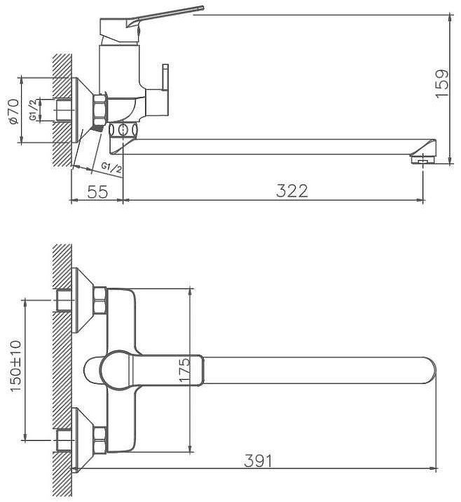 Смеситель для ванны Maretti Viola VA22RF572-D универсальный цвет Хром