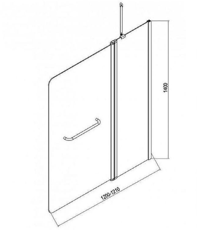 Шторка на ванну Esbano ES-1412 120 ESDV1412 профиль Хром стекло прозрачное