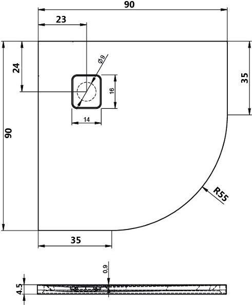Душевой поддон BASEL BLACK R55 90x90см цвет чёрный глянец DC981600000000S Душевой поддон BASEL BLACK R55 90x90см цвет чёрный глянец DC981600000000S