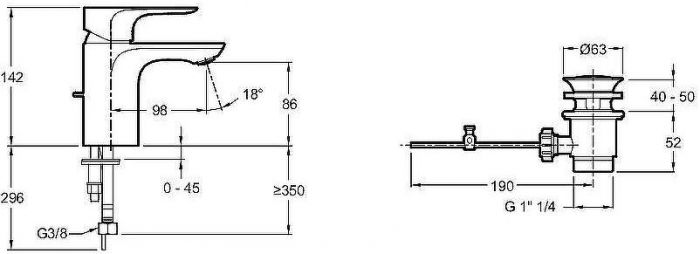 Смеситель для раковины Jacob Delafon Aleo E72275-4-CP Хром