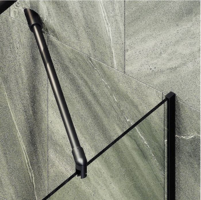 Шторка на ванну Maybah Glass MGV-131-6у 340x1400 в узком профиле Черный стекло прозрачное