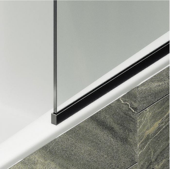 Шторка на ванну Maybah Glass MGV-131-6у 340x1400 в узком профиле Черный стекло прозрачное