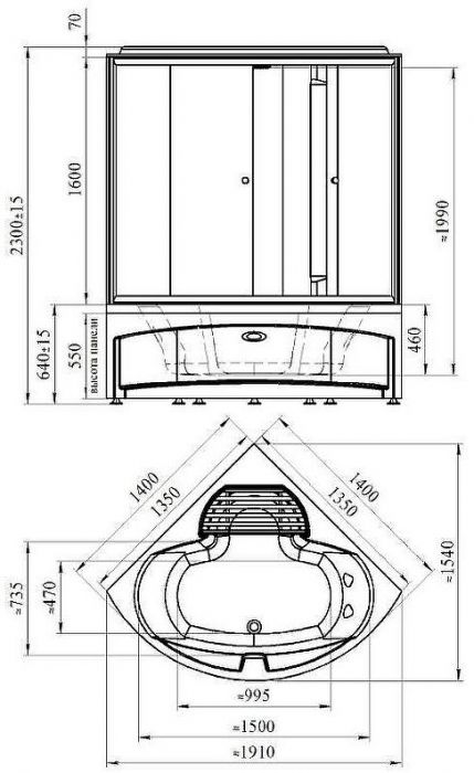 Душевой бокс Radomir Даниэла К1 140x140 1-04-6-0-4-0741 с баней с гидромассажем