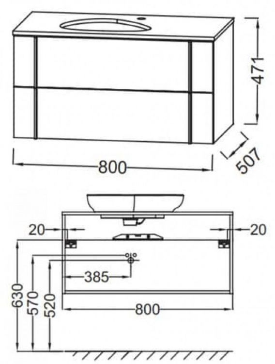 Тумба под раковину Jacob Delafon Nouvelle Vague 80x47 см, 2 ящика /80/ блестящий аквамарин
