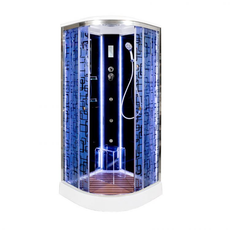 Душевая кабина Deto BМ1510 LED с гм. BLACK 100x100x220 Душевая кабина Deto BМ1510 LED с гм. BLACK 100x100x220