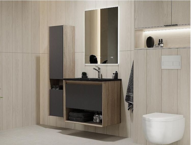 Тумба под раковину Jorno Tossony 70 Toss.01.70/P/DS-A/JR подвесная Дуб Самдал Антрацит