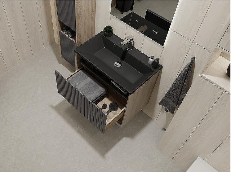 Тумба под раковину Jorno Tossony 70 Toss.01.70/P/DS-A/JR подвесная Дуб Самдал Антрацит