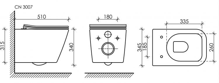 Подвесной унитаз CERAMICANOVA Metric Rimless CN3007 Подвесной унитаз CERAMICANOVA Metric Rimless CN3007