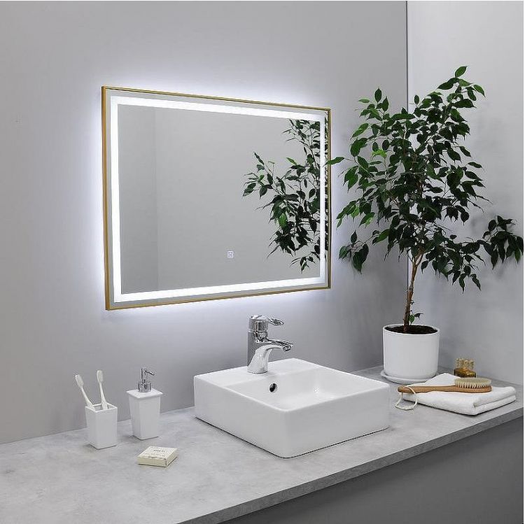 Зеркало Fixsen Led 90х70 FX-2090G с подсветкой Золото-сатин с сенсорным выключателем и диммером Зеркало Fixsen Led 90х70 FX-2090G с подсветкой Золото-сатин с сенсорным выключателем и диммером