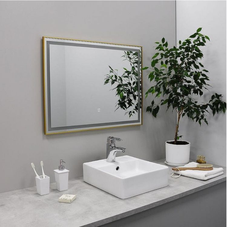 Зеркало Fixsen Led 90х70 FX-2090G с подсветкой Золото-сатин с сенсорным выключателем и диммером Зеркало Fixsen Led 90х70 FX-2090G с подсветкой Золото-сатин с сенсорным выключателем и диммером