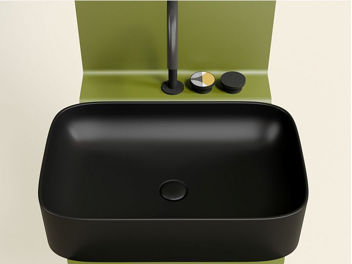 Умывальник CERAMICANOVA Element чаша накладная прямоугольная (цвет Чёрный Матовый) CN6053MB