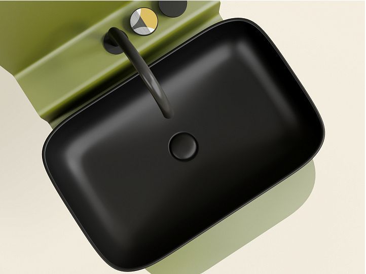 Умывальник CERAMICANOVA Element чаша накладная прямоугольная (цвет Чёрный Матовый) CN6053MB