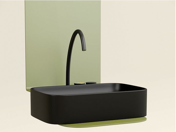 Умывальник CERAMICANOVA Element чаша накладная прямоугольная (цвет Чёрный Матовый) CN6053MB