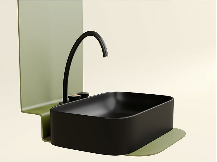 Умывальник CERAMICANOVA Element чаша накладная прямоугольная (цвет Чёрный Матовый) CN6053MB