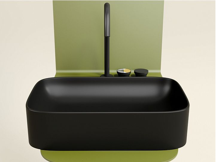 Умывальник CERAMICANOVA Element чаша накладная прямоугольная (цвет Чёрный Матовый) CN6053MB