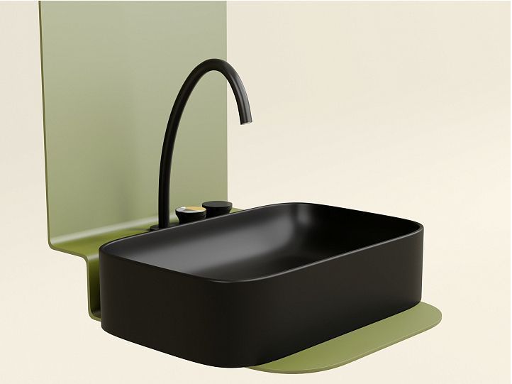 Умывальник CERAMICANOVA Element чаша накладная прямоугольная (цвет Чёрный Матовый) CN6053MB