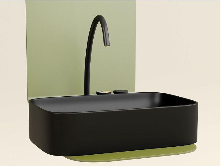 Умывальник CERAMICANOVA Element чаша накладная прямоугольная (цвет Чёрный Матовый) CN6053MB