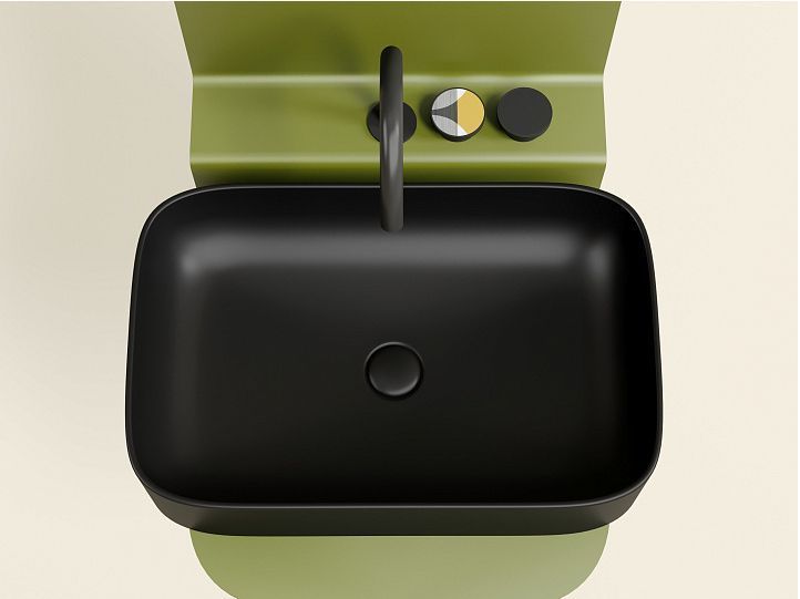 Умывальник CERAMICANOVA Element чаша накладная прямоугольная (цвет Чёрный Матовый) CN6053MB