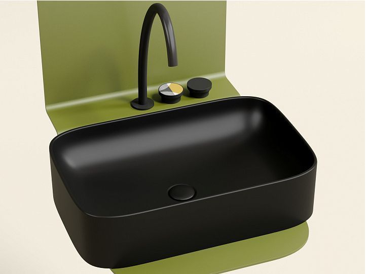 Умывальник CERAMICANOVA Element чаша накладная прямоугольная (цвет Чёрный Матовый) CN6053MB