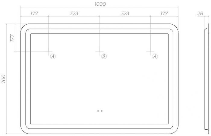 Зеркало Vigo Jess Classic 100 242 с подсветкой с бесконтактным выключателем