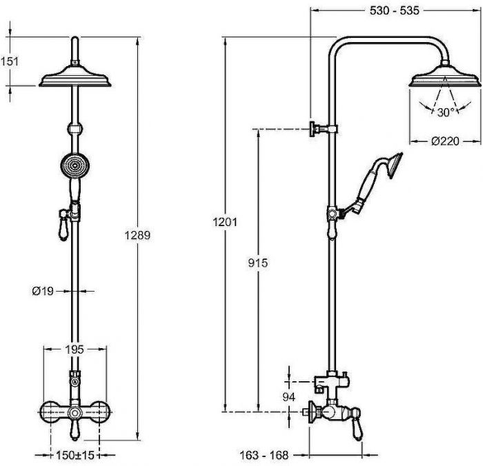 Душевая система Jacob Delafon Louise E24368-BL Черная матовая