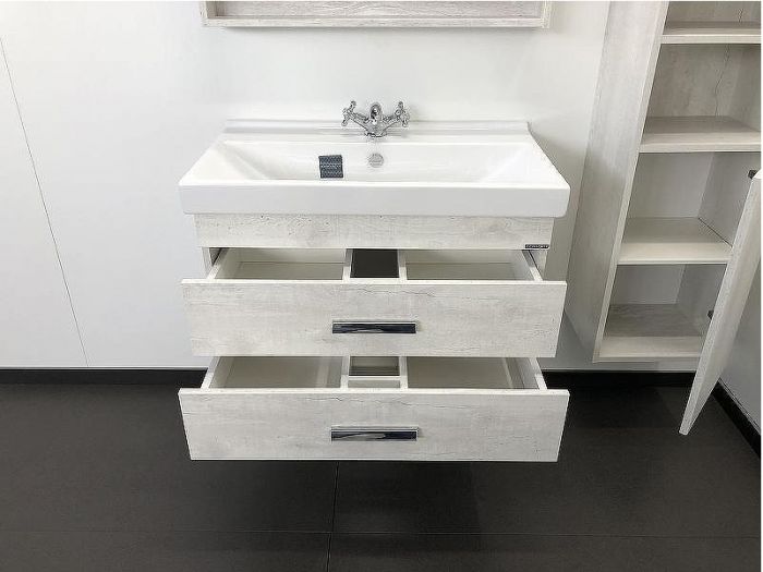 Тумба с раковиной Comforty Никосия 80 00004138839 подвесная Дуб белый