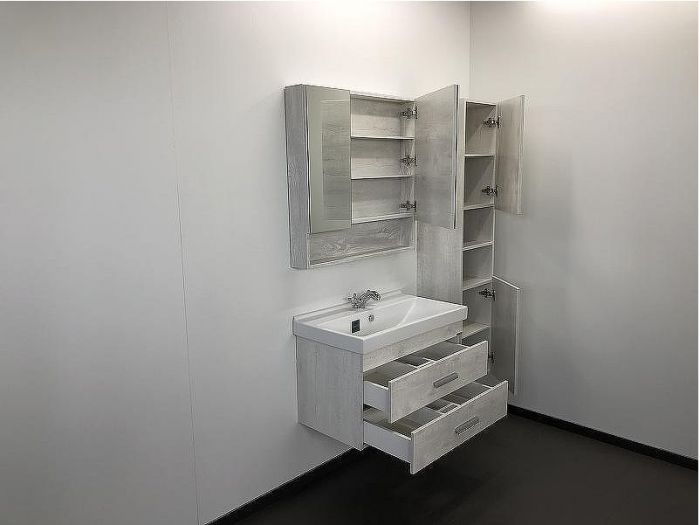 Тумба с раковиной Comforty Никосия 80 00004138839 подвесная Дуб белый