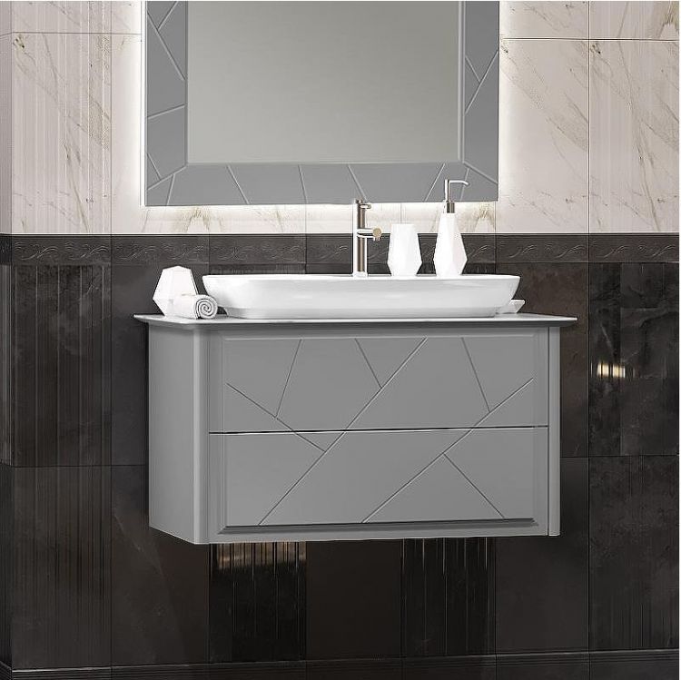 Тумба под раковину Opadiris Луиджи 90 00-00005940 подвесная Серая матовая