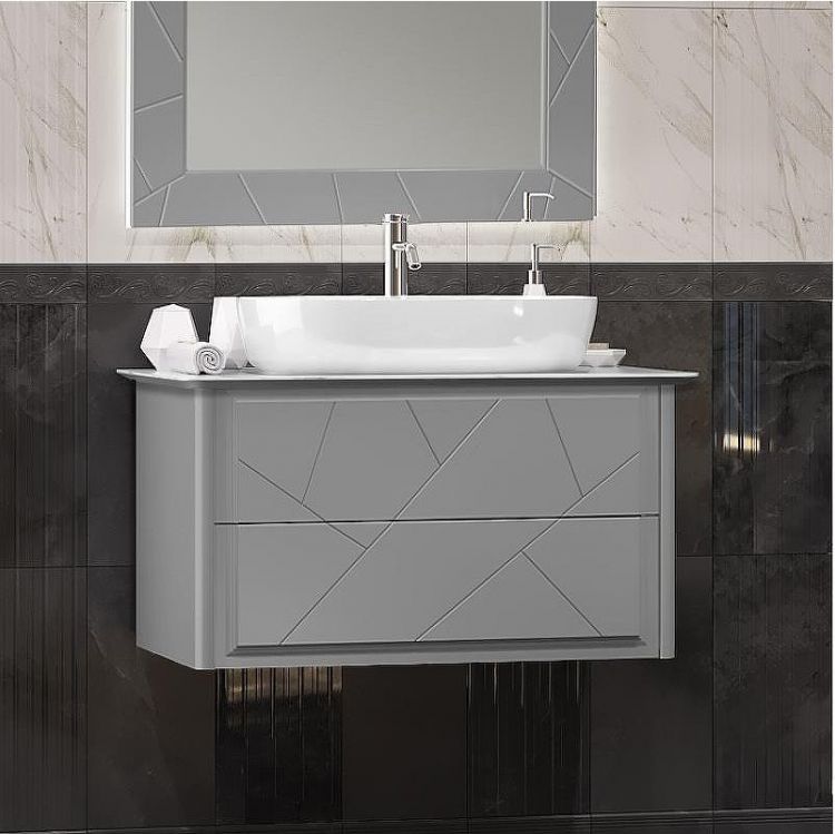 Тумба под раковину Opadiris Луиджи 90 00-00005940 подвесная Серая матовая