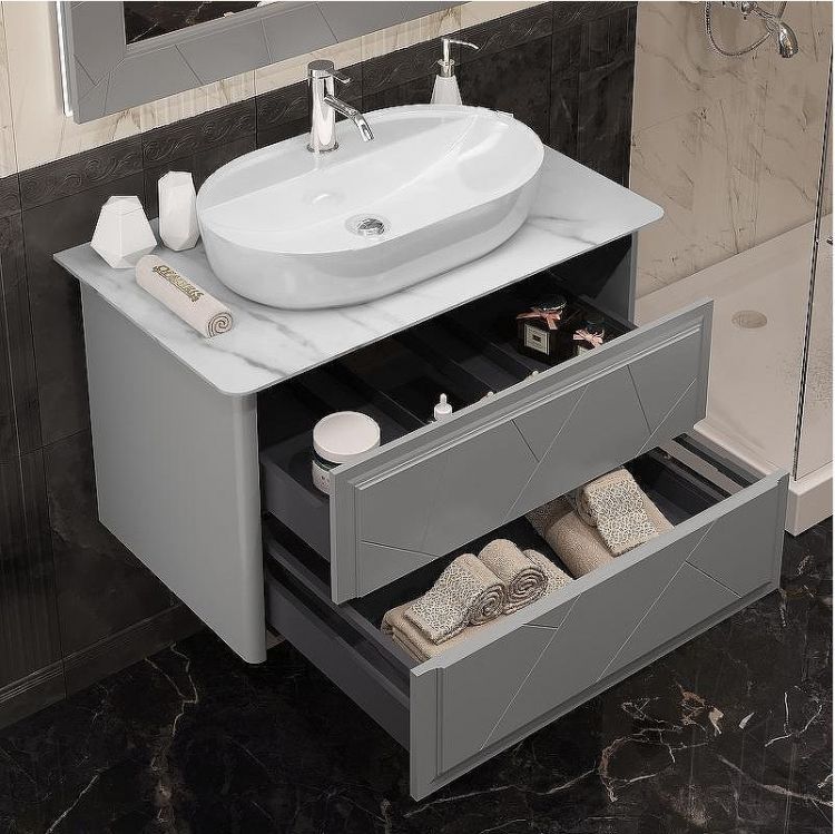 Тумба под раковину Opadiris Луиджи 90 00-00005940 подвесная Серая матовая