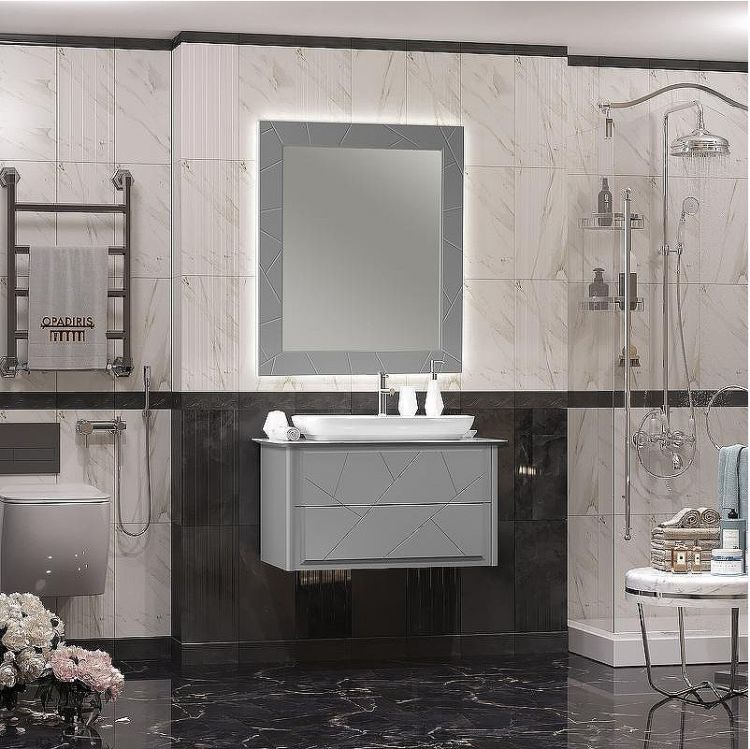 Тумба под раковину Opadiris Луиджи 90 00-00005940 подвесная Серая матовая