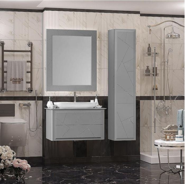 Тумба под раковину Opadiris Луиджи 90 00-00005940 подвесная Серая матовая