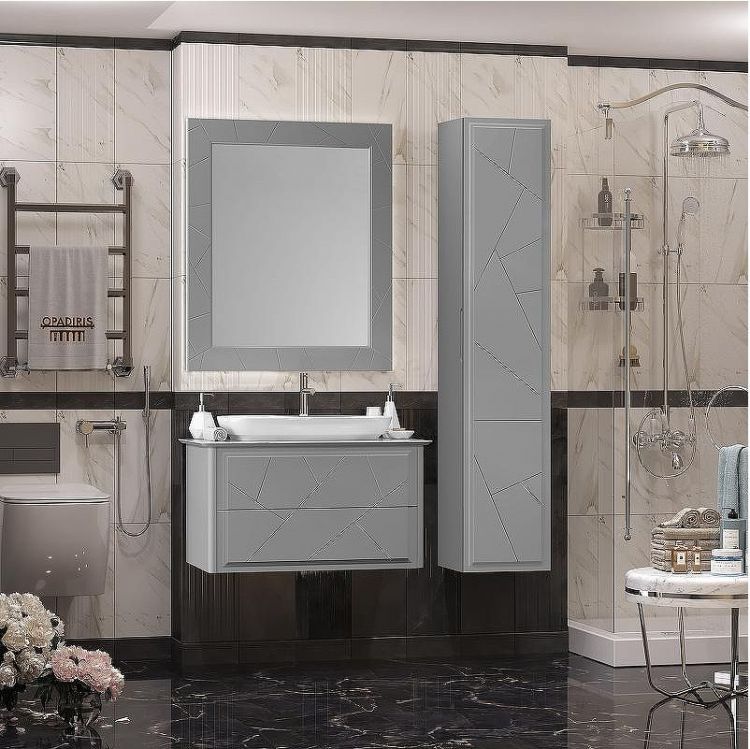 Тумба под раковину Opadiris Луиджи 90 00-00005940 подвесная Серая матовая