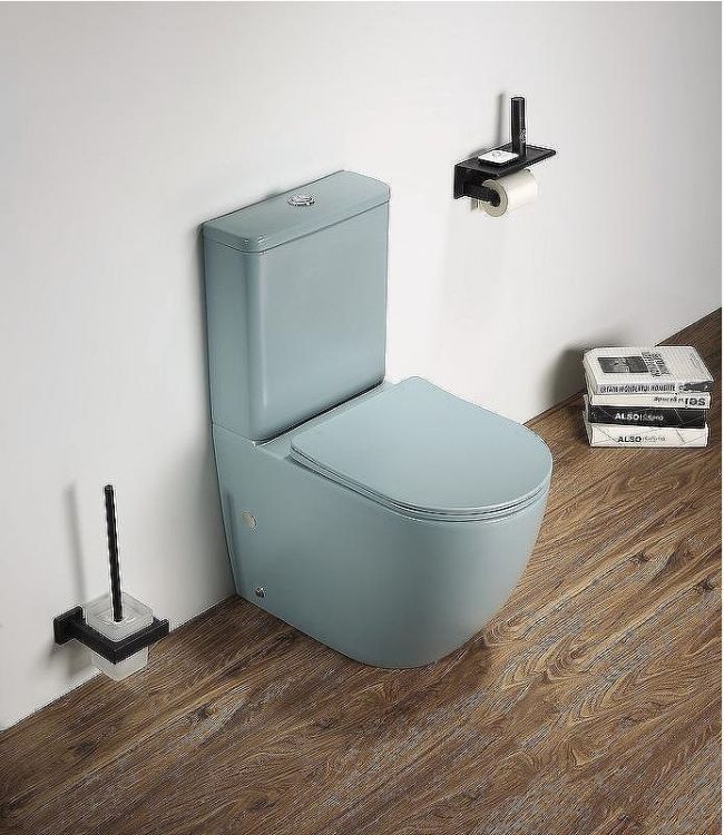 Унитаз компакт CeramaLux 2166XMLG Зеленый матовый с бачком и сиденьем Микролифт