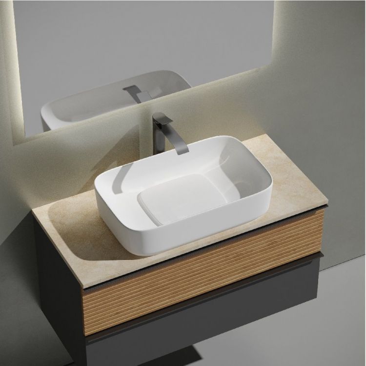 Тумба подвесная SANCOS Delta, Дуб красный/графит 995х445х500, под столешницу с отверстием под смеситель, цвет Kreman, DL100GR Тумба подвесная SANCOS Delta, Дуб красный/графит 995х445х500, под столешницу с отверстием под смеситель, цвет Kreman, DL100GR