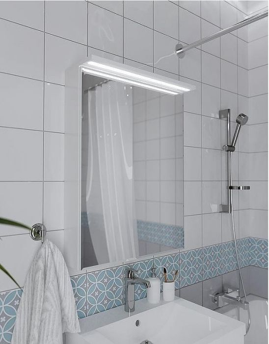 Зеркальный шкаф 1MarKa Соната 60 Ц0000007617 с подсветкой  Белый глянец