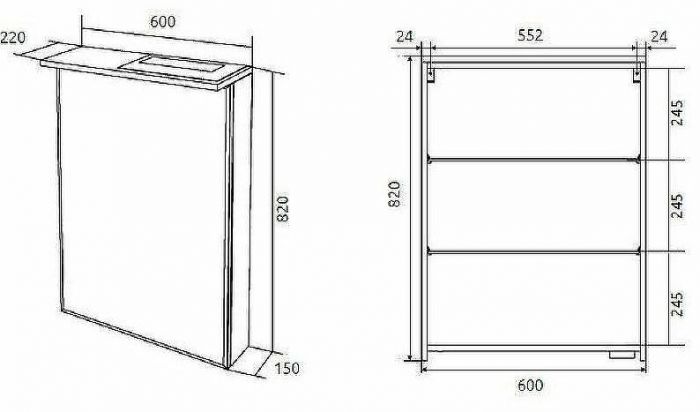 Зеркальный шкаф 1MarKa Соната 60 Ц0000007617 с подсветкой  Белый глянец