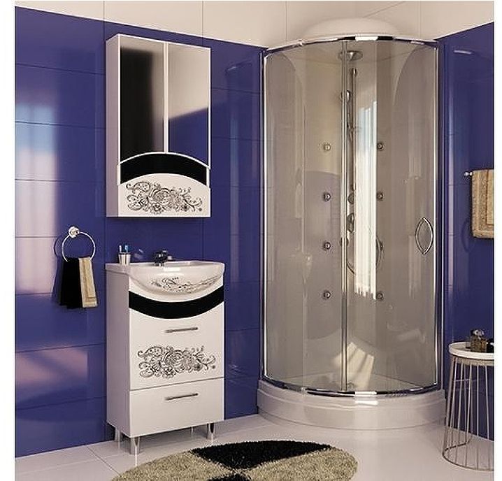 Зеркальный шкаф Mixline Радуга 46 528042 Белый Черный Цветы