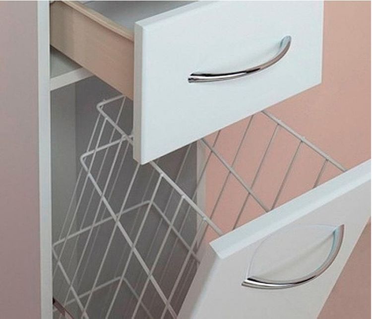 Шкаф пенал Onika Модерн 40.17 L 404009 с бельевой корзиной Белый