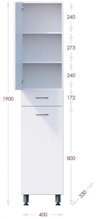 Шкаф пенал Onika Модерн 40.17 L 404009 с бельевой корзиной Белый