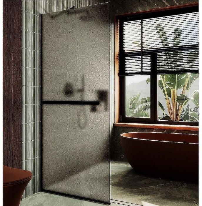 Душевая перегородка Maybah Glass MGD-734-6у 890x1950 в узком профиле Черный стекло бронзовое матовое