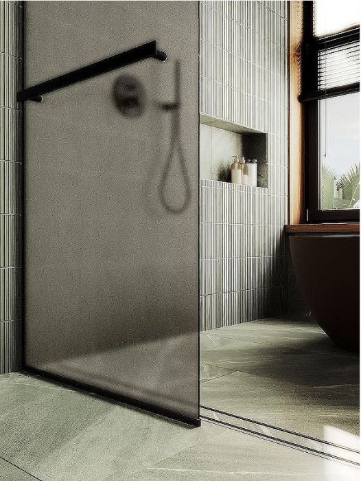 Душевая перегородка Maybah Glass MGD-734-6у 890x1950 в узком профиле Черный стекло бронзовое матовое