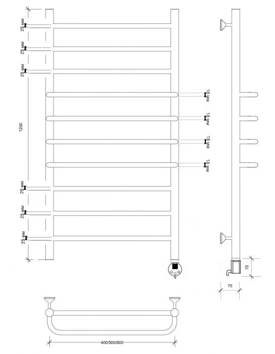 Полотенцесушитель электрический Secado Триест 120x50 хром